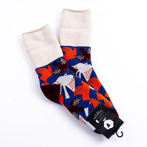 ソックス fromF モコモコソックス リントゥ/鳥 ブルー サイズM 36-38 (22.5ー25cm)TV094MBL